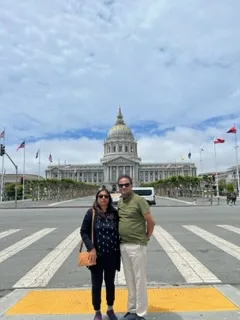Indian travellers at San Francisco City Hall on USA tour