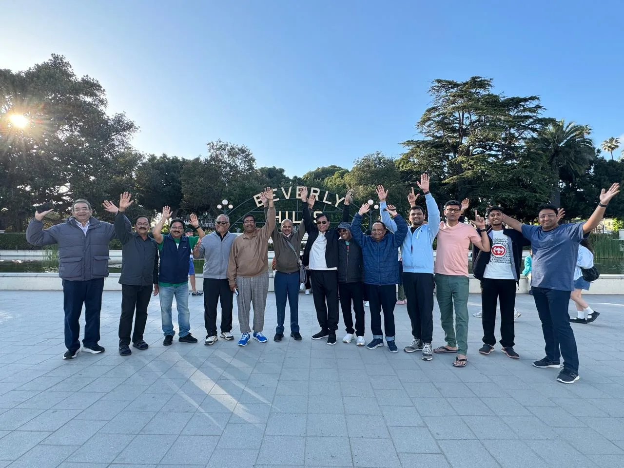 Traveller group at Beverly Hills on USA West Coast tour