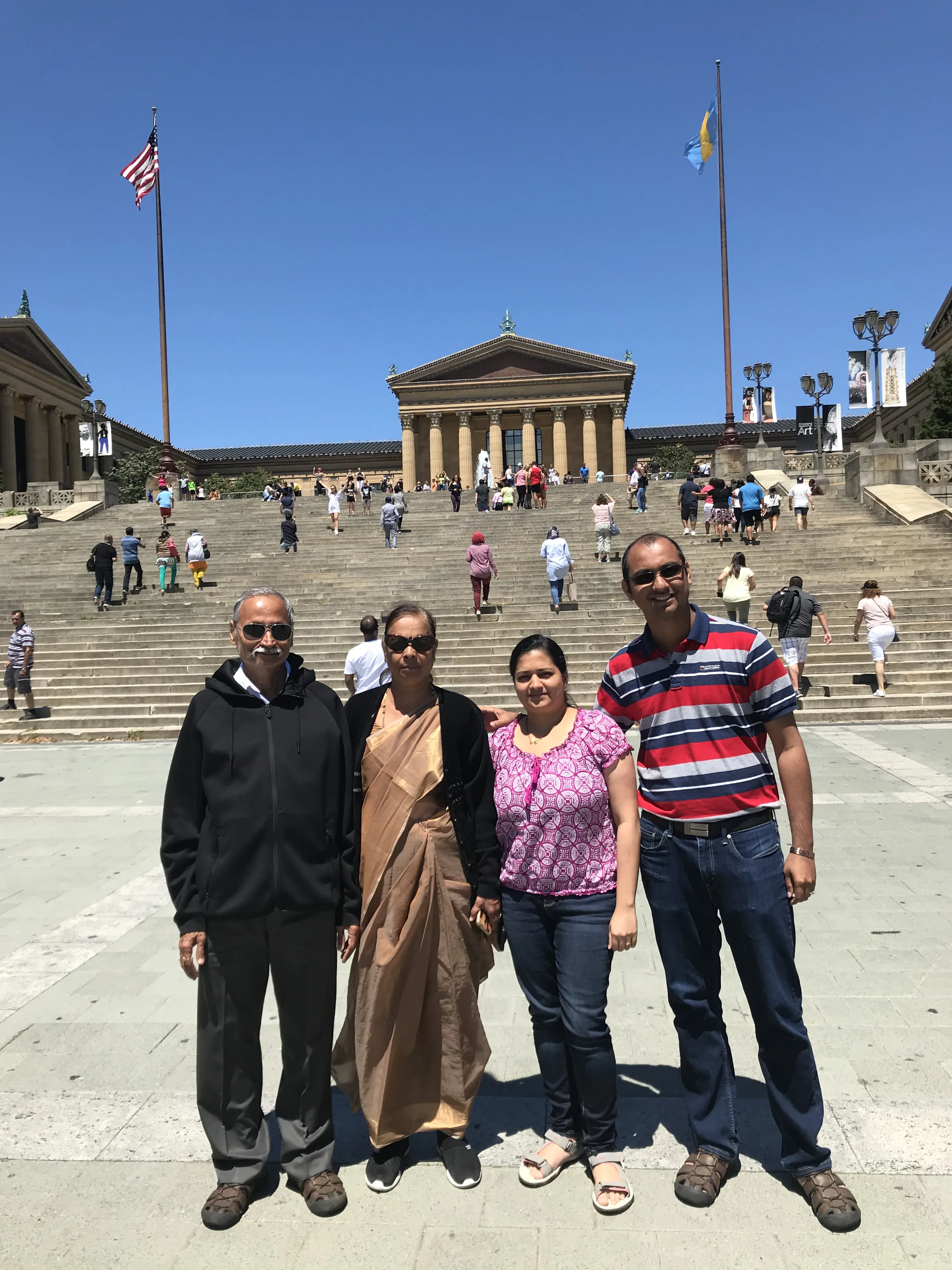 Indian travellers at Philadelphia Museum of Art on USA tour